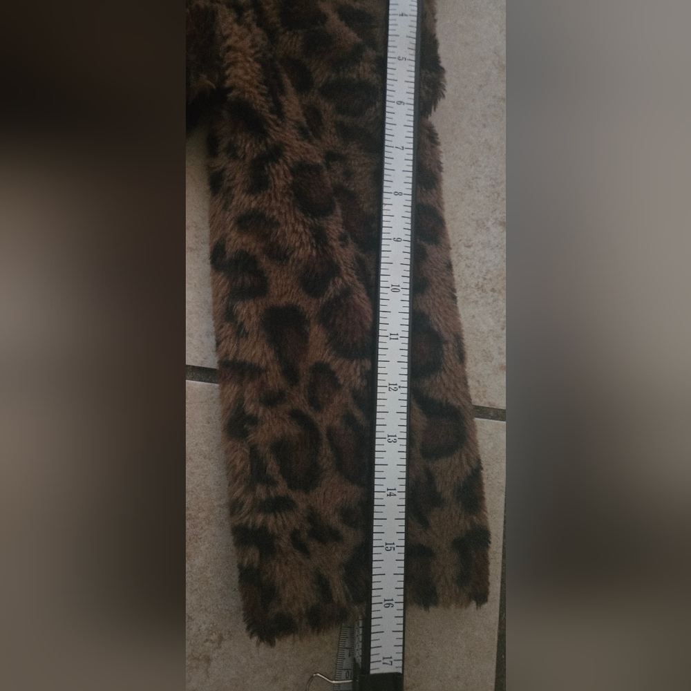 Kids Leopard Print Faux Fur Jacket - Brown - Picture 7 of 7